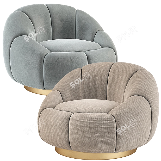 Eichholtz Inger Swivel Chair: Velvet Swivel Luxury 3D model image 4