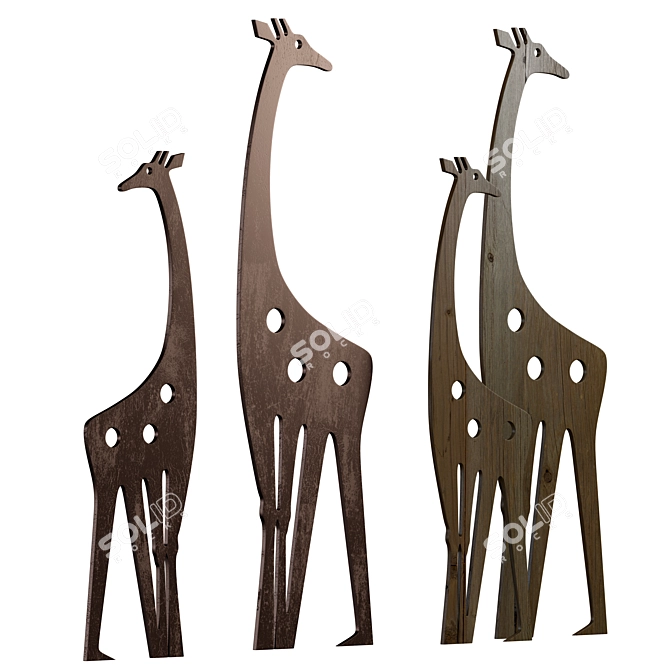 Giraffe Herd Garden Art Sculptures 3D model image 1