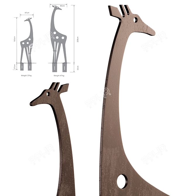 Giraffe Herd Garden Art Sculptures 3D model image 2