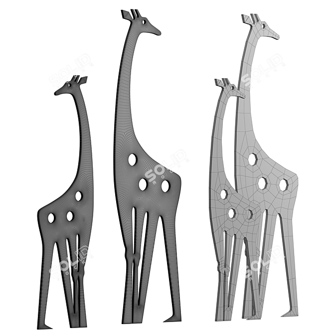 Giraffe Herd Garden Art Sculptures 3D model image 3