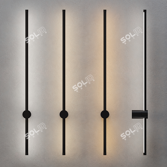 Modern LED Wall Sconce Black 3D model image 1