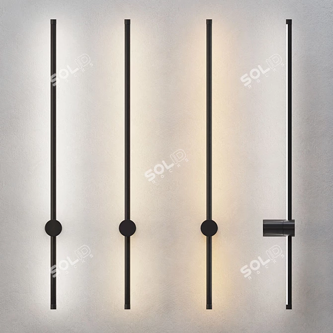 Modern LED Wall Sconce Black 3D model image 4