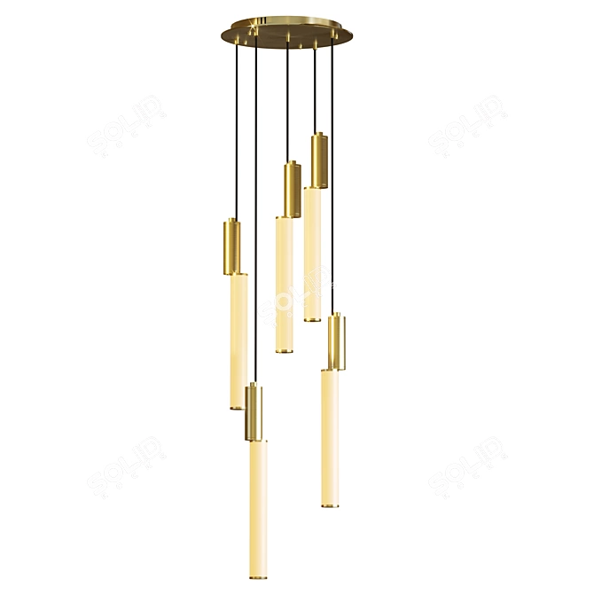 Elegant Gold Ceiling Light Fixture 3D model image 1