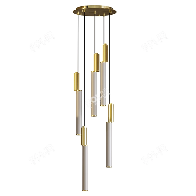 Elegant Gold Ceiling Light Fixture 3D model image 2