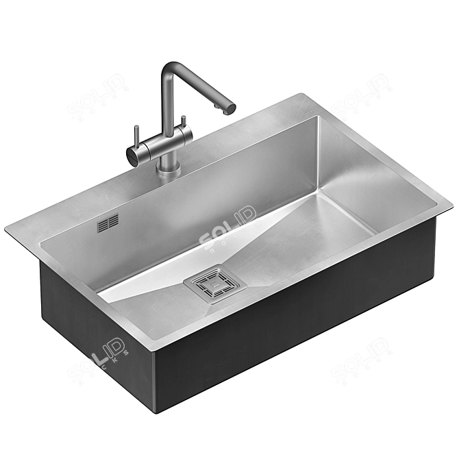 Steel Kitchen Sink AquaSanita Air 3D model image 1