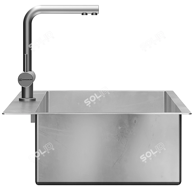 Steel Kitchen Sink AquaSanita Air 3D model image 3