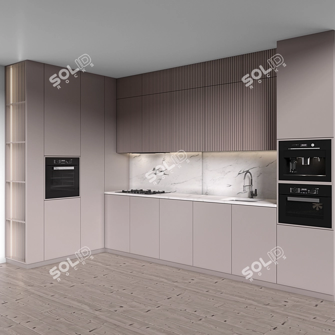 Modern Kitchen Set With Appliances 3D model image 2