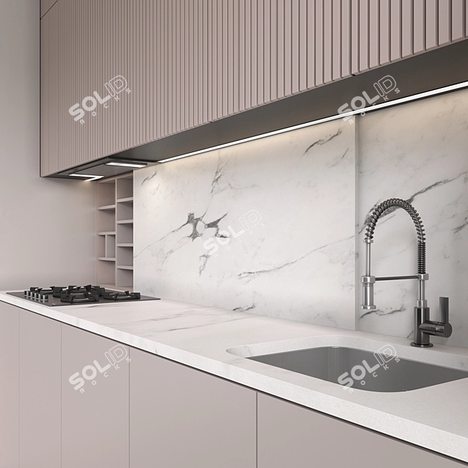 Modern Kitchen Set With Appliances 3D model image 3