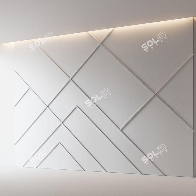  3D Decorative Relief Wall Panel 3D model image 3