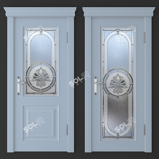 Stained Glass Door with Two Designs 3D model image 2