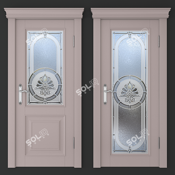 Stained Glass Door with Two Designs 3D model image 4