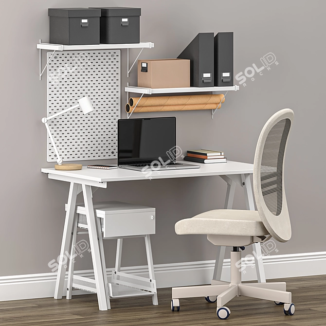 Modern IKEA Office Furniture Set 3D model image 1