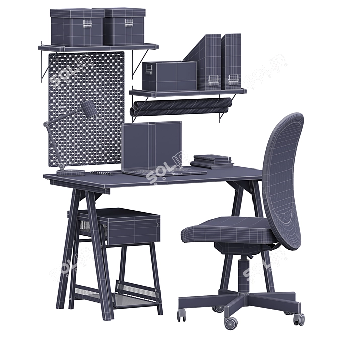 Modern IKEA Office Furniture Set 3D model image 3