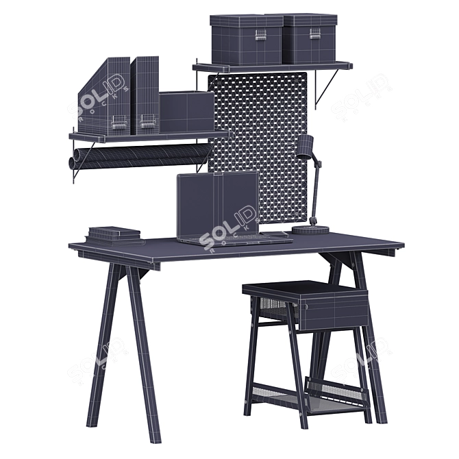 Modern IKEA Office Furniture Set 3D model image 4