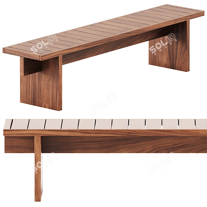 Royal Seating Elegance Bench 3D model image 1