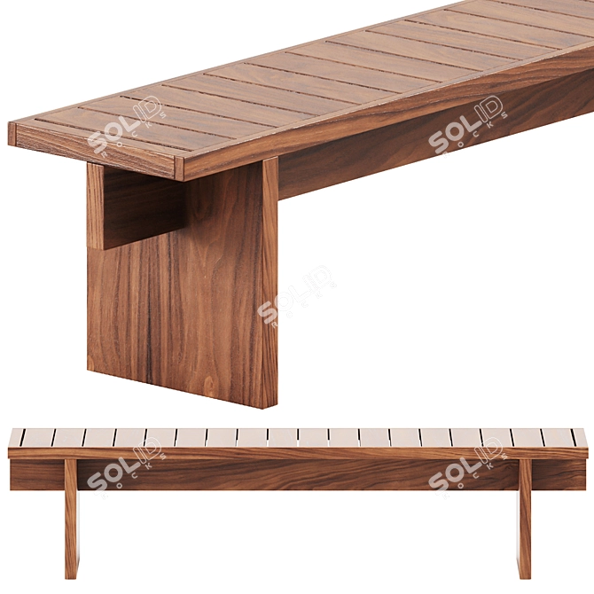 Royal Seating Elegance Bench 3D model image 2