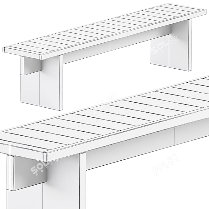 Royal Seating Elegance Bench 3D model image 3
