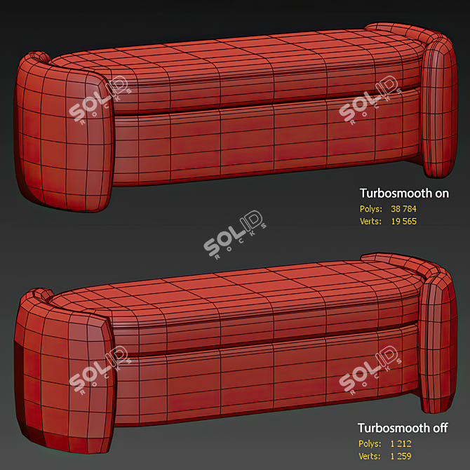 Modern Storage Bench with Dimensions 3D model image 5