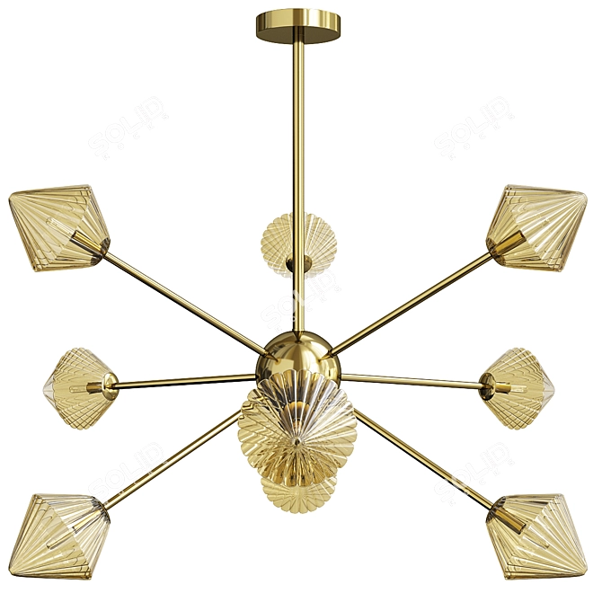 Modernist Amber Glass Diamond Chandelier 3D model image 1