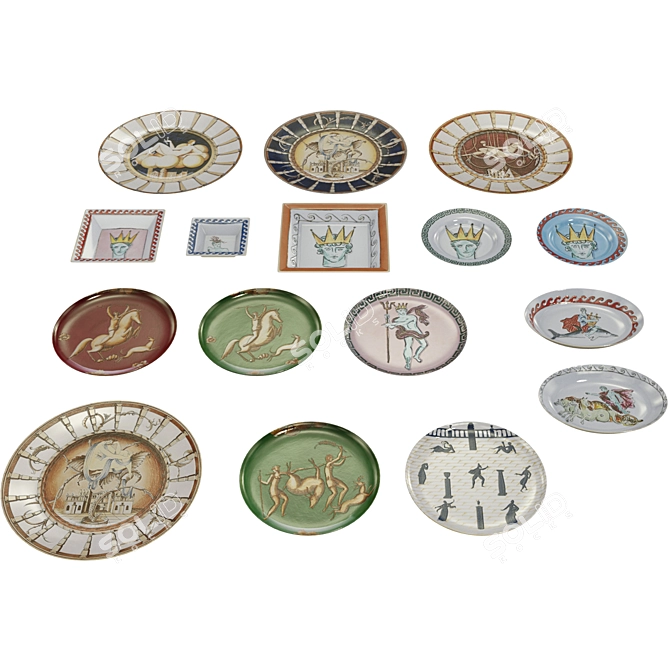 Ethnic Design Plates Set 3D model image 2