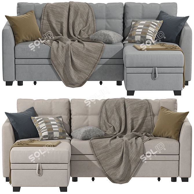 Modern Sleeper Sofa with TurboSmooth 3D model image 2