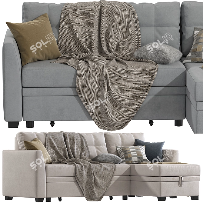 Modern Sleeper Sofa with TurboSmooth 3D model image 5