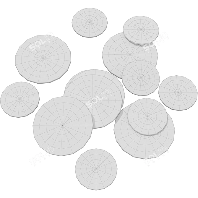 Ethnic Wooden Plate Collection 3D model image 6