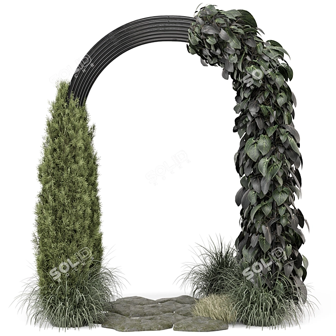 Outdoor Hanging Plants Pergola Set 3D model image 2