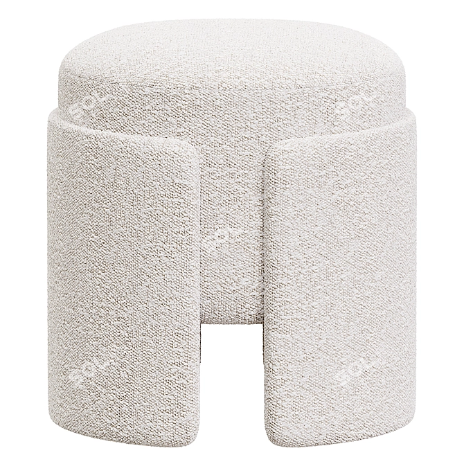 Elegant Studio Parisien Ottoman White 3D model image 1