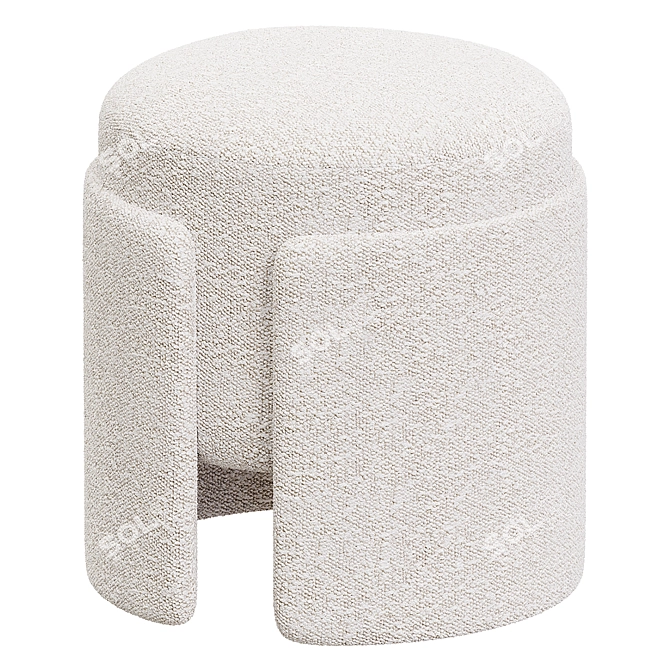 Elegant Studio Parisien Ottoman White 3D model image 2