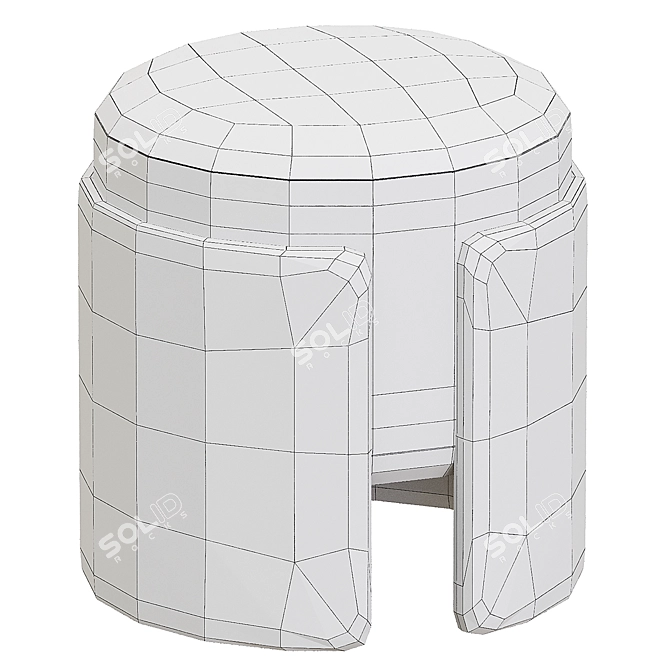 Elegant Studio Parisien Ottoman White 3D model image 3