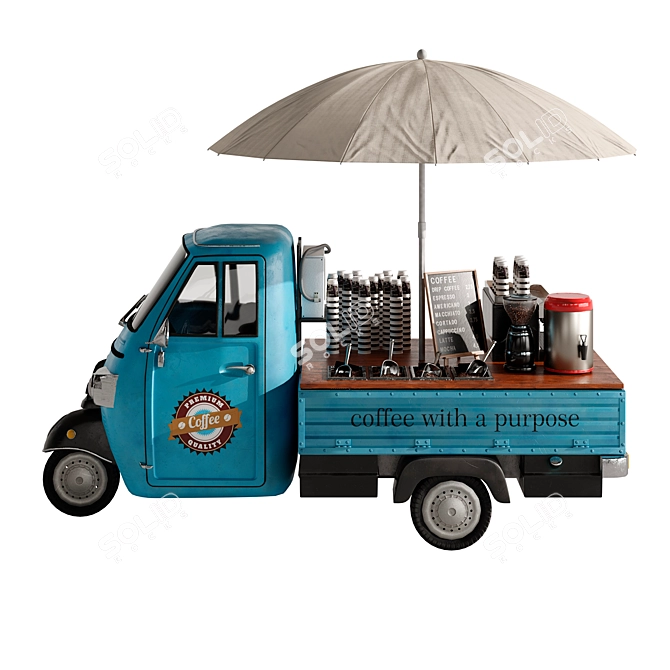 Food Truck Coffee Blue Set 3D model image 1