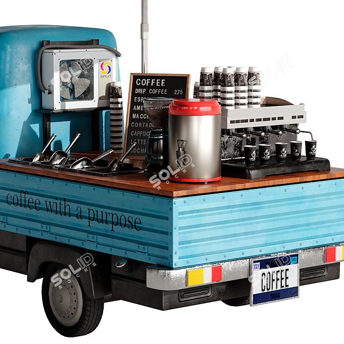 Food Truck Coffee Blue Set 3D model image 4