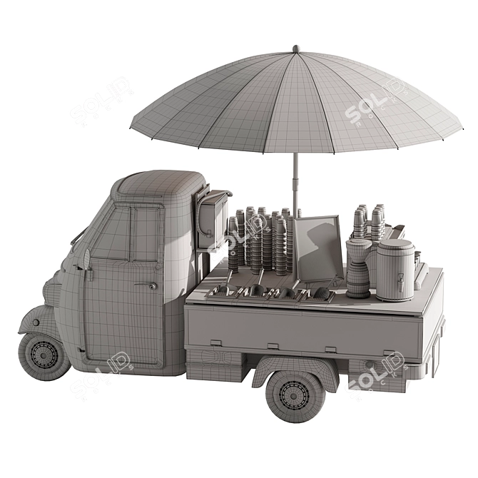 Food Truck Coffee Blue Set 3D model image 5