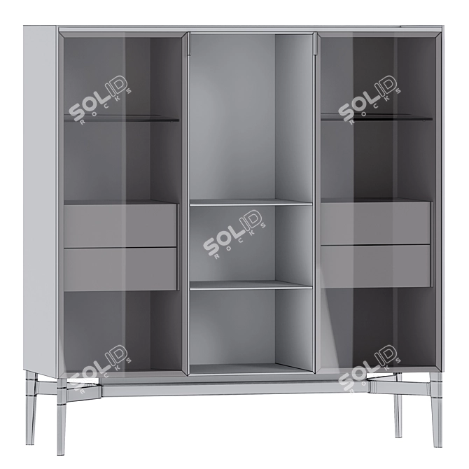 Poliform Wood Glass Display Cabinet 3D model image 2