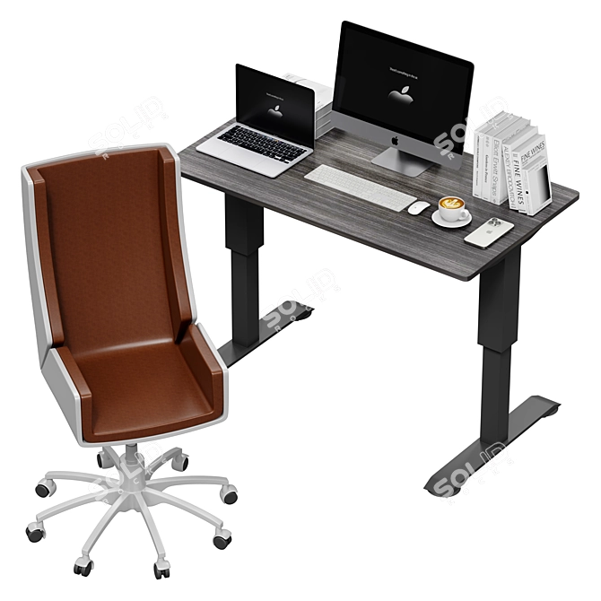 Electric Height Adjustable Standing Desk 3D model image 6