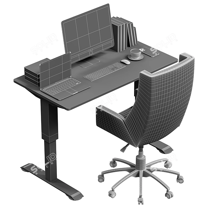 Electric Height Adjustable Standing Desk 3D model image 7