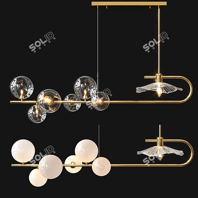 Modern Brass Suspension Light 3D model image 3