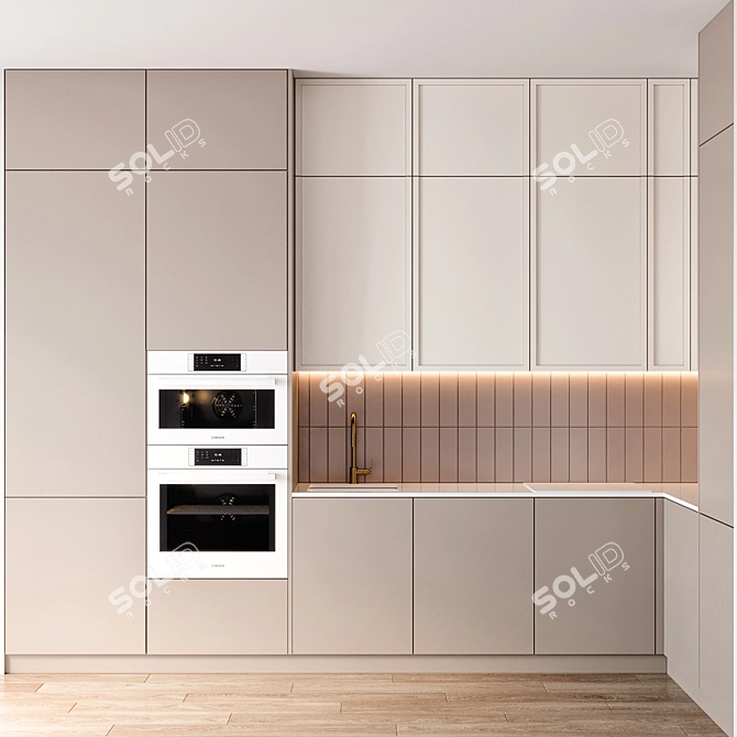 Modern Kitchen Unit with Bosch Appliance 3D model image 1