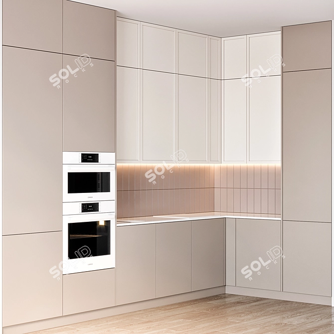 Modern Kitchen Unit with Bosch Appliance 3D model image 2