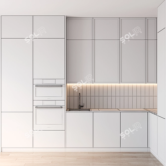 Modern Kitchen Unit with Bosch Appliance 3D model image 5