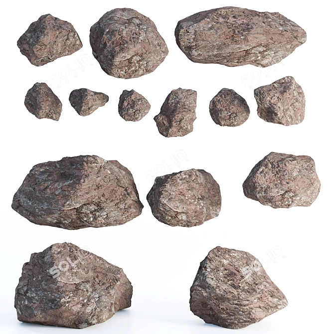 Mossy Rock Scatter Collection 3D 3D model image 6