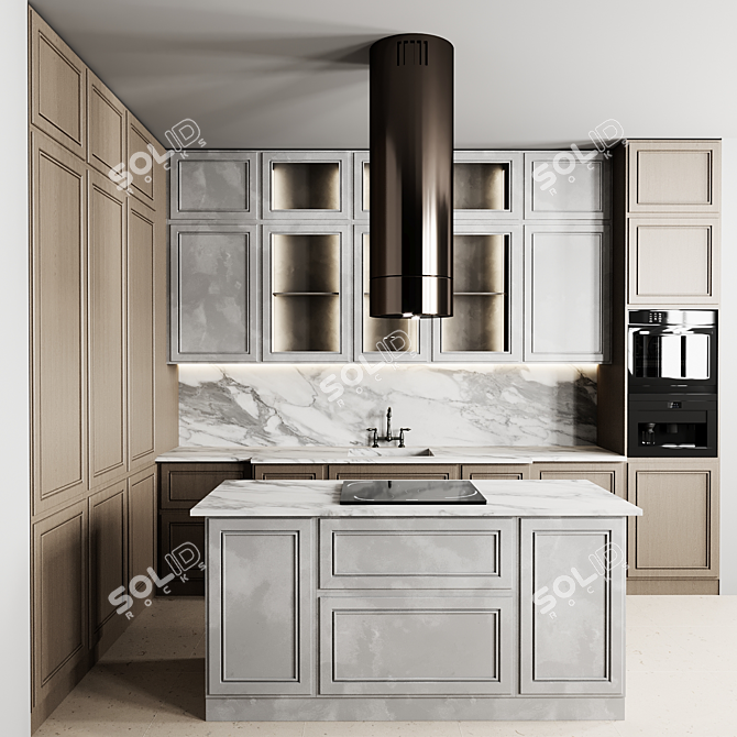 Modular Kitchen 3D Model Kit 3D model image 1