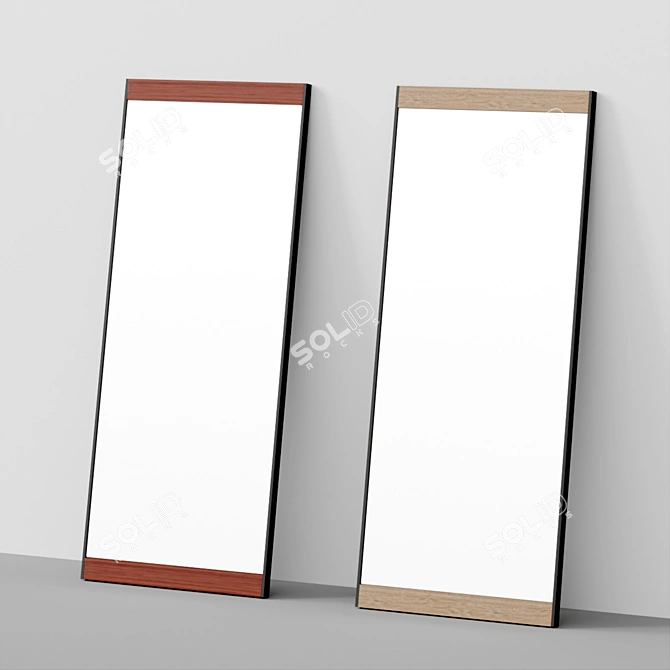 Rustic Industrial Floor Mirror 3D model image 2