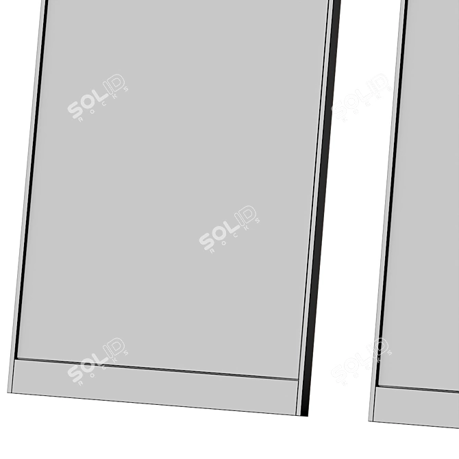 Rustic Industrial Floor Mirror 3D model image 4