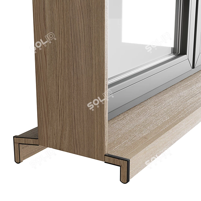 Modern Metal Blinds Wooden Windows 3D model image 5