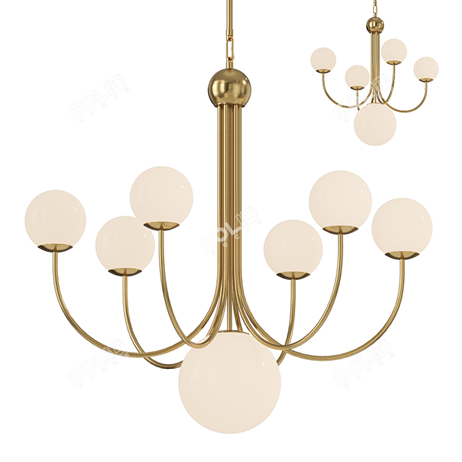 Industrial Glass Chandelier LED7 3D model image 1