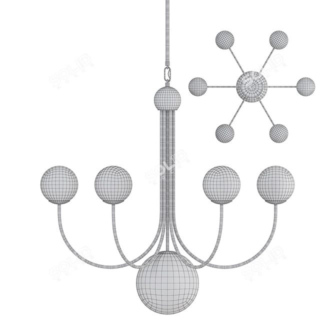 Industrial Glass Chandelier LED7 3D model image 4