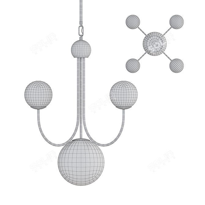 Industrial Glass Chandelier LED7 3D model image 5