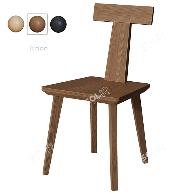 Modern Oak Finish Dining Chair 3D model image 2